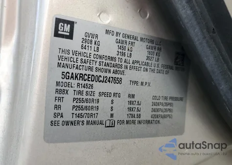 2012 Buick Enclave из США, поврежденный, VIN 5GAKRCED0CJ247658